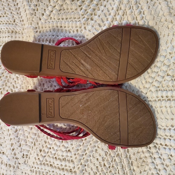 Carlos By Carlos Santana Sandals Womens Size 8 Pink Braided Flat AMARA2 - Picture 5 of 6